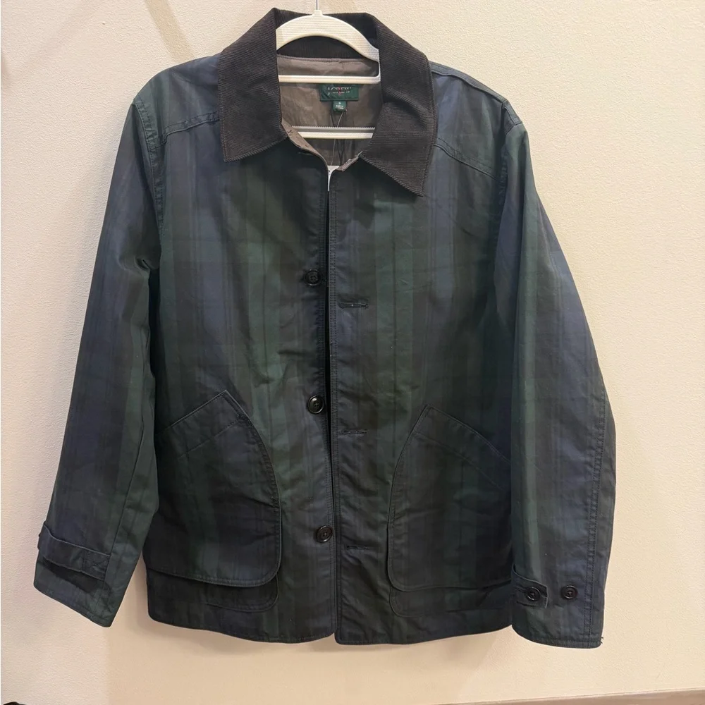 J. Crew Dark Green Plaid barn Jacket - Picture 1 of 5